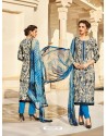 Mind Blowing Multi Colour And Blue Cotton Printed Straight Salwar Suit