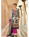 Asthetic Multi Colour And Magenta Cotton Printed Straight Salwar Suit