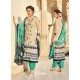 Graceful Beige And Green Cotton Printed Straight Salwar Suit