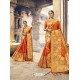 Amazing Orange Designer Silk Saree
