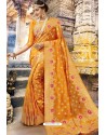 Lovely Yellow Designer Silk Saree