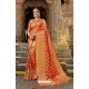 Dazzling Orange Designer Silk Saree