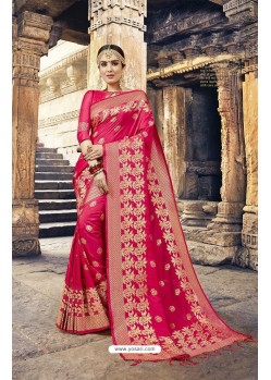 Flawless Crimson Designer Silk Saree