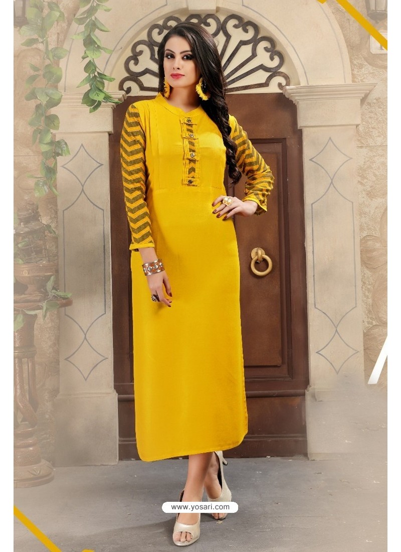Buy Yellow Fancy Cotton Designer Readymade Kurti  Party Wear Kurtis