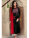 Black And Red Fancy Cotton Designer Readymade Kurti
