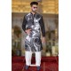 Incredible Black Cotton Polyster Designer Readymade Mens Kurta Pajama