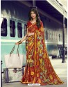 Multi Colour Chiffon Printed Silk Saree