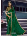 Dark Green Georgette Printed Silk Saree