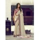 Beige Chiffon Printed Silk Saree