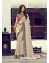 Beige Chiffon Printed Silk Saree