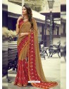 Camel Georgette Printed Silk Saree