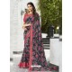Black And Multi Colour Georgette Printed Silk Saree