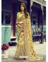 Lemon Georgette Printed Silk Saree