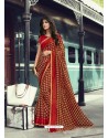 Red And Mustard Georgette Printed Silk Saree