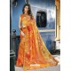 Orange Georgette Printed Silk Saree