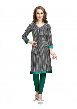 Black Cotton Printed Designer Readymade Kurti