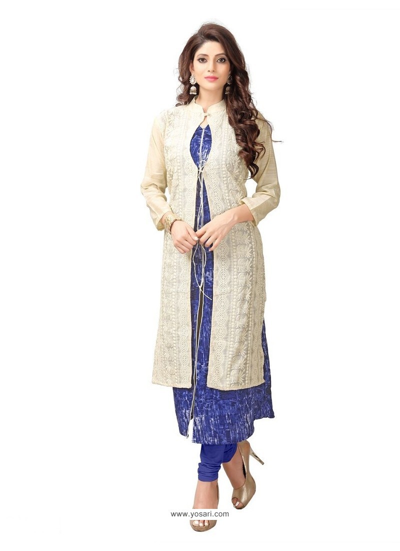Details about   Denim Colour Rayon Multicolor Printed Jacket Style Long Kurti for Women's 