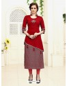 Maroon Rayon And Jute Printed Designer Readymade Kurti