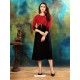 Black And Red Rayon Cotton Printed Designer Readymade Kurti