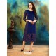 Navy Blue Rayon Cotton Printed Designer Readymade Kurti