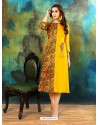 Yellow And Multi Colour Cotton Printed Designer Readymade Kurti