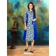 Royal Blue Rayon Cotton Printed Designer Readymade Kurti