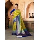 Green And Blue Raw Silk Traditional Designer Silk Saree