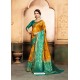 Mustard And Green Raw Silk Traditional Designer Silk Saree