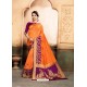 Orange And Magenta Raw Silk Traditional Designer Silk Saree