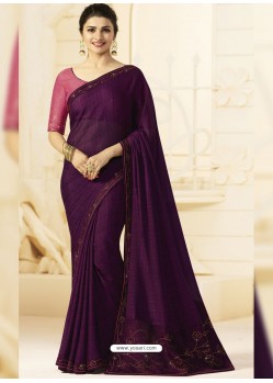 Purple Georgette Silk Designer Party Wear Saree