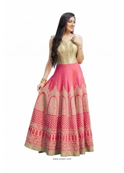 Light Pink And Beige Art Silk With Thread Embroidery Designer Readymade Gown