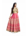Light Pink And Beige Art Silk With Thread Embroidery Designer Readymade Gown