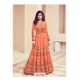 Orange Embroidered Melbourne Silk Designer Anarkali Suit