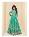 Jade Green Embroidered Melbourne Silk Designer Anarkali Suit