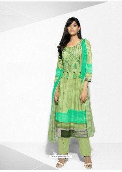 Green Embroidered Pure Lawn Cotton Designer Straight Suit