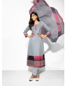 Grey Embroidered Pure Lawn Cotton Designer Straight Suit