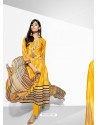 Yellow Embroidered Pure Lawn Cotton Designer Straight Suit