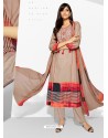 Light Brown Embroidered Pure Lawn Cotton Designer Straight Suit