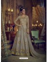 Taupe Heavy Embroidered Net Designer Anarkali Suit