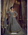 Grey Heavy Embroidered Net Designer Anarkali Suit