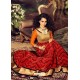 Adorable Rusty And Red Velvet Printed Designer Anarkali Suit