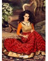Adorable Rusty And Red Velvet Printed Designer Anarkali Suit