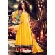 Awesome Yellow Cotton Handworked Designer Anarkali Suit
