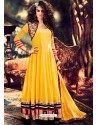 Awesome Yellow Cotton Handworked Designer Anarkali Suit