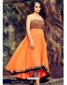 Beautiful Orange Georgett Printed Designer Anarkali Suit
