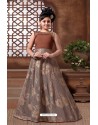 Brown Silk Hand Worked Party wear Readymade Girls Gown