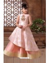 Baby Pink Silk Hand Worked Party wear Readymade Girls Gown