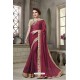 Wine Heavy Embroidered Silk Designer Party Wear Saree