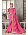 Fuchsia Heavy Embroidered Silk Designer Party Wear Saree