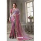 Lavender Heavy Embroidered Silk Designer Party Wear Saree